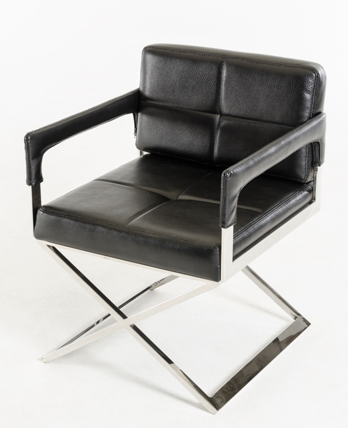 Stainless Steel Frame Black Bonded Leather Chair Los Angeles California