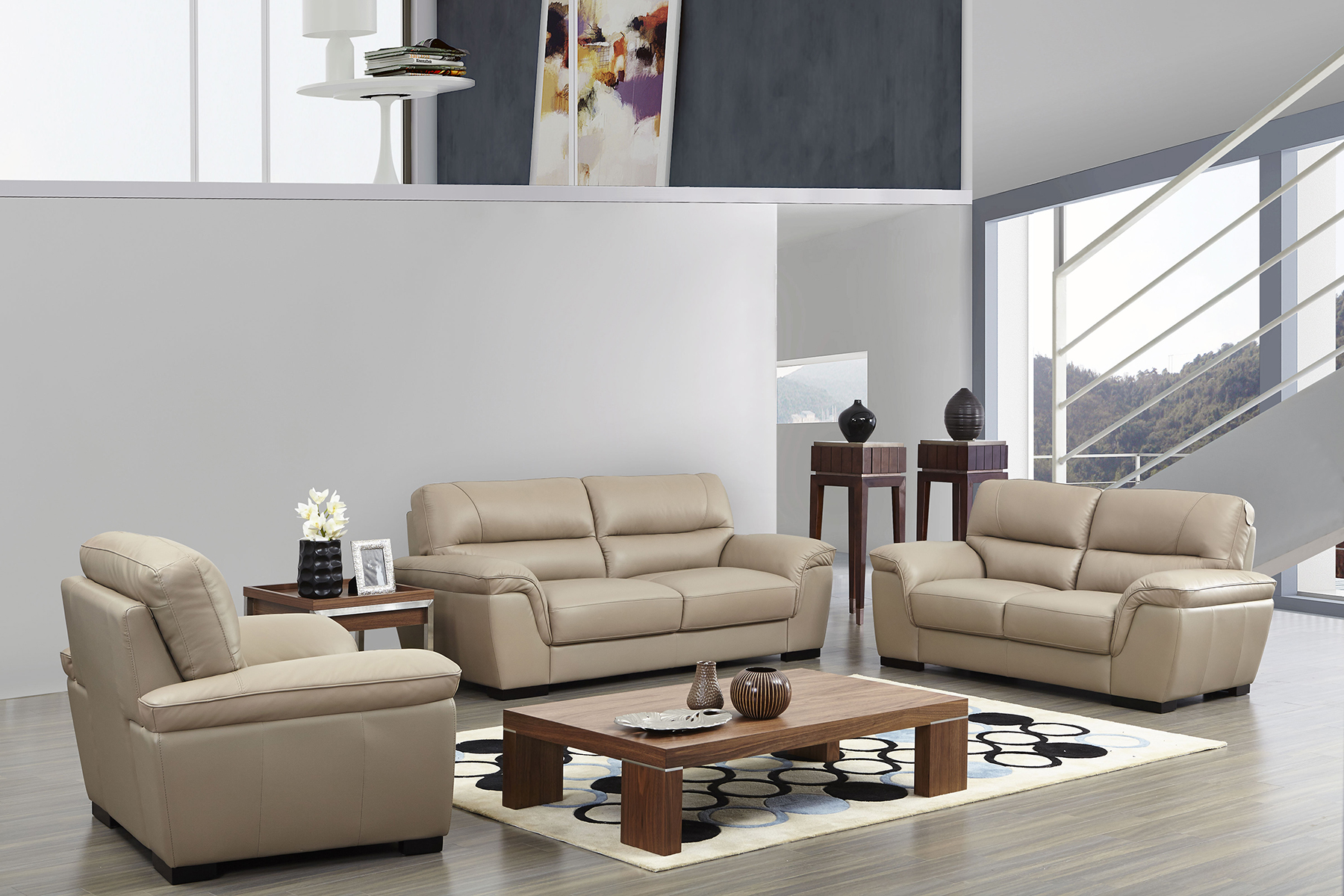 modern blue leather kidney sofa living room set