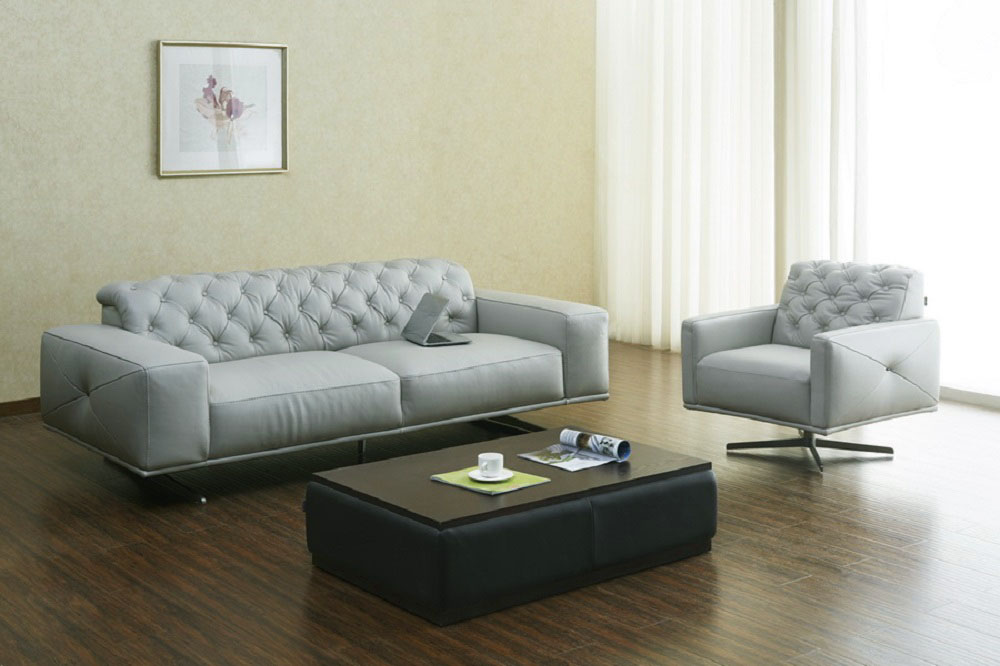 italian leather and fabric sofa