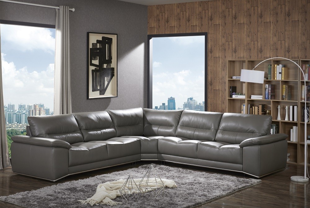 grey italian leather sectional sofa