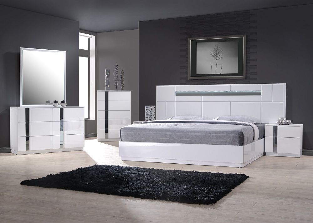 chrome and wood bedroom furniture