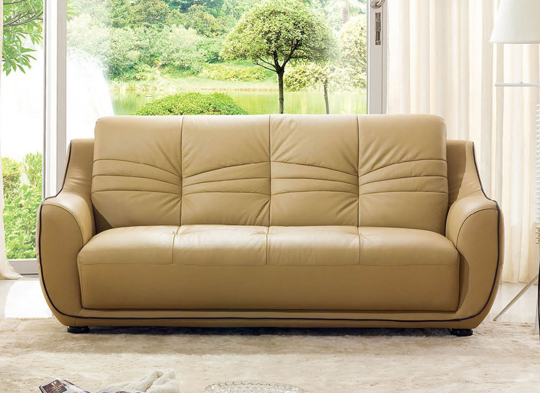 beige leather sofa with chaise