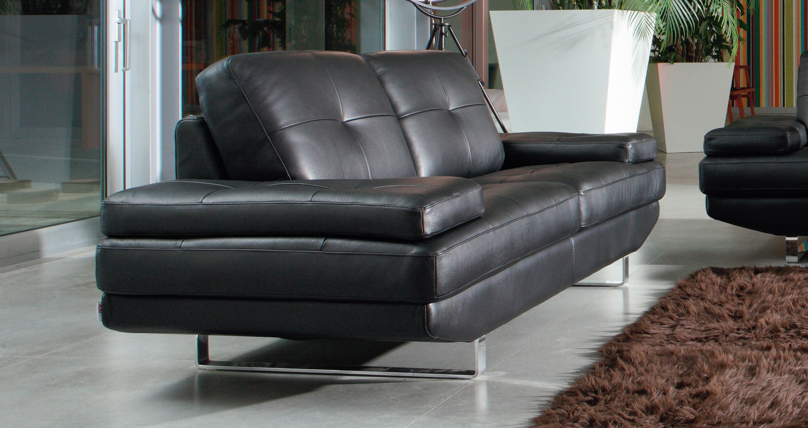 tight back black leather sofa sets