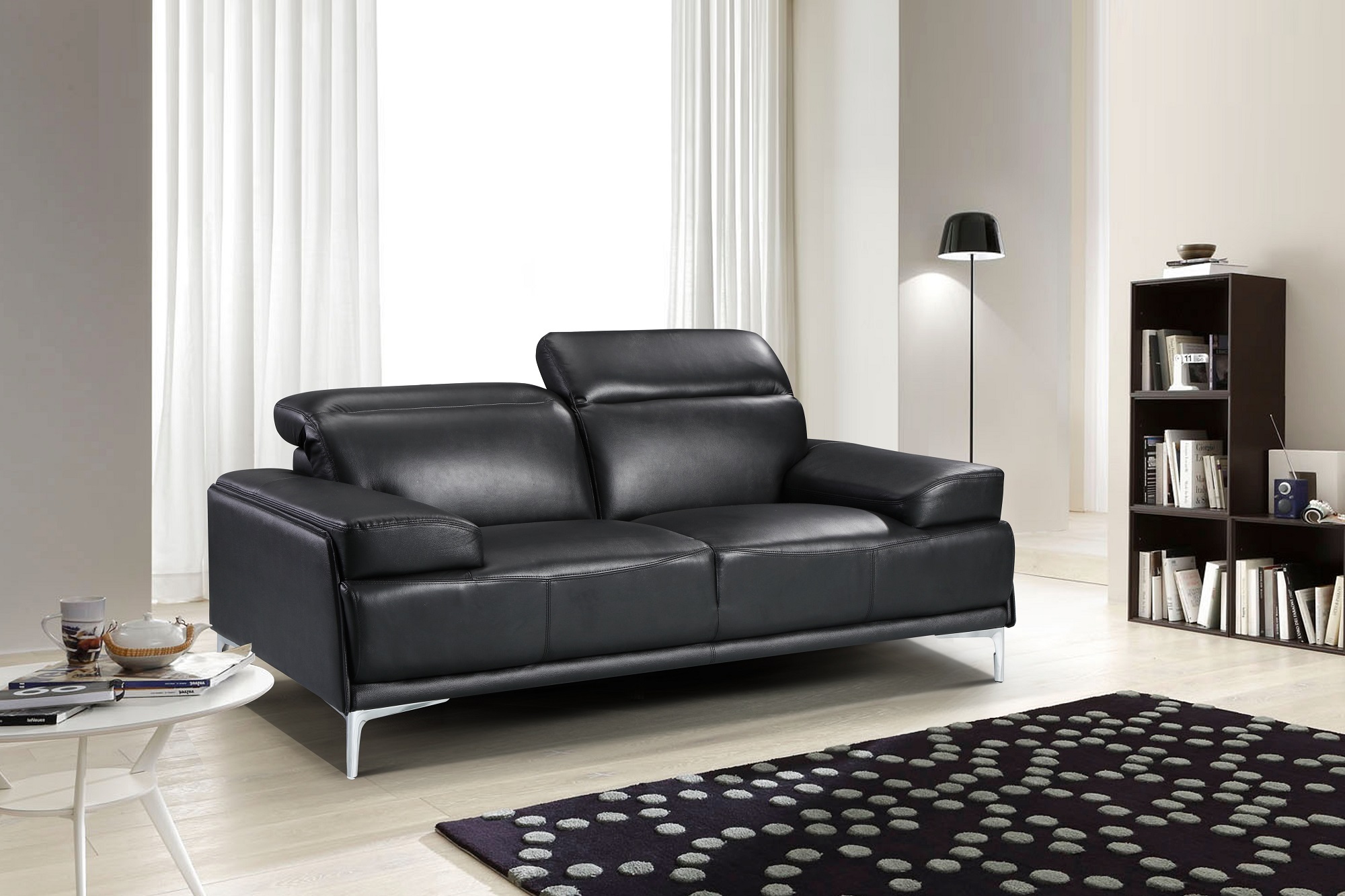 Contemporary Black Leather Living Room Sofa Set Minneapolis Minnesota J ...