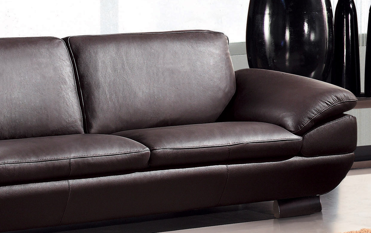 Brown Genuine Leather 3pcs Sofa Set Modern Design Bh Prestige 02 