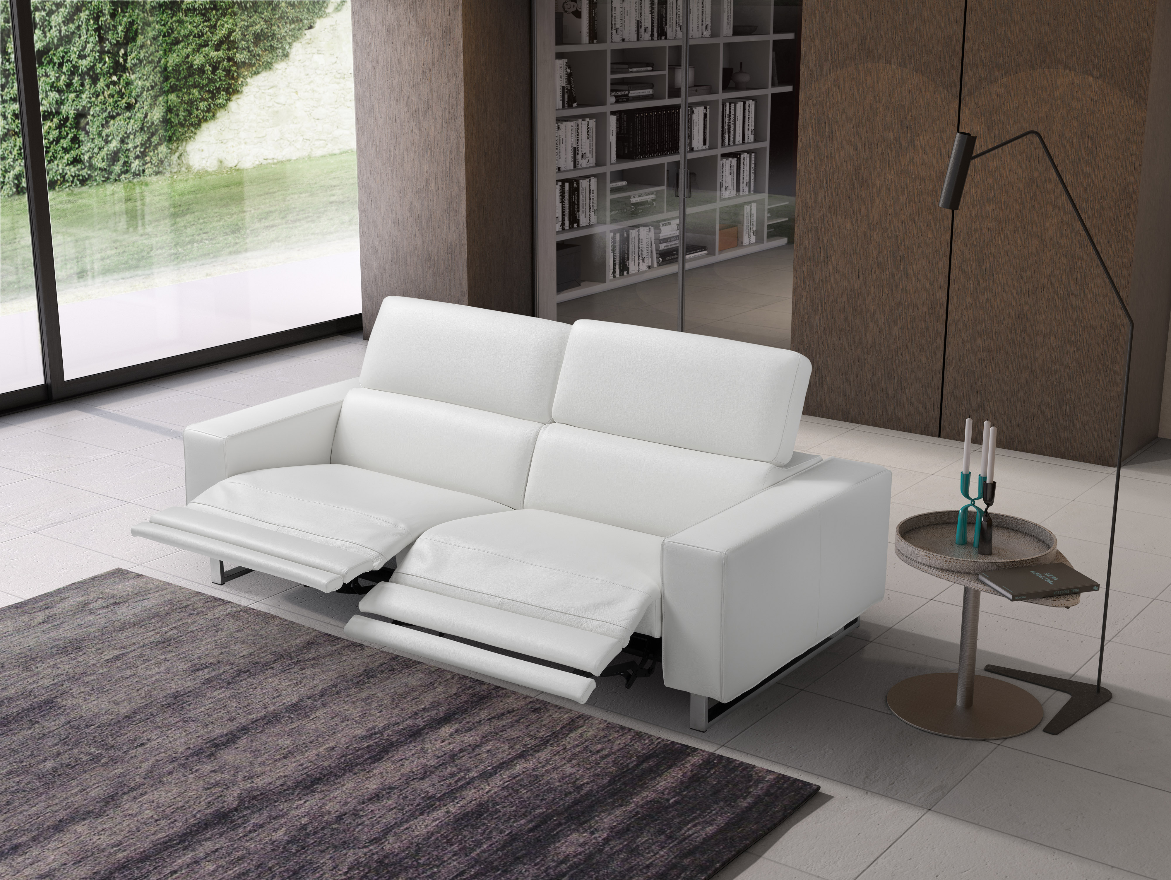 dying white leather sofa