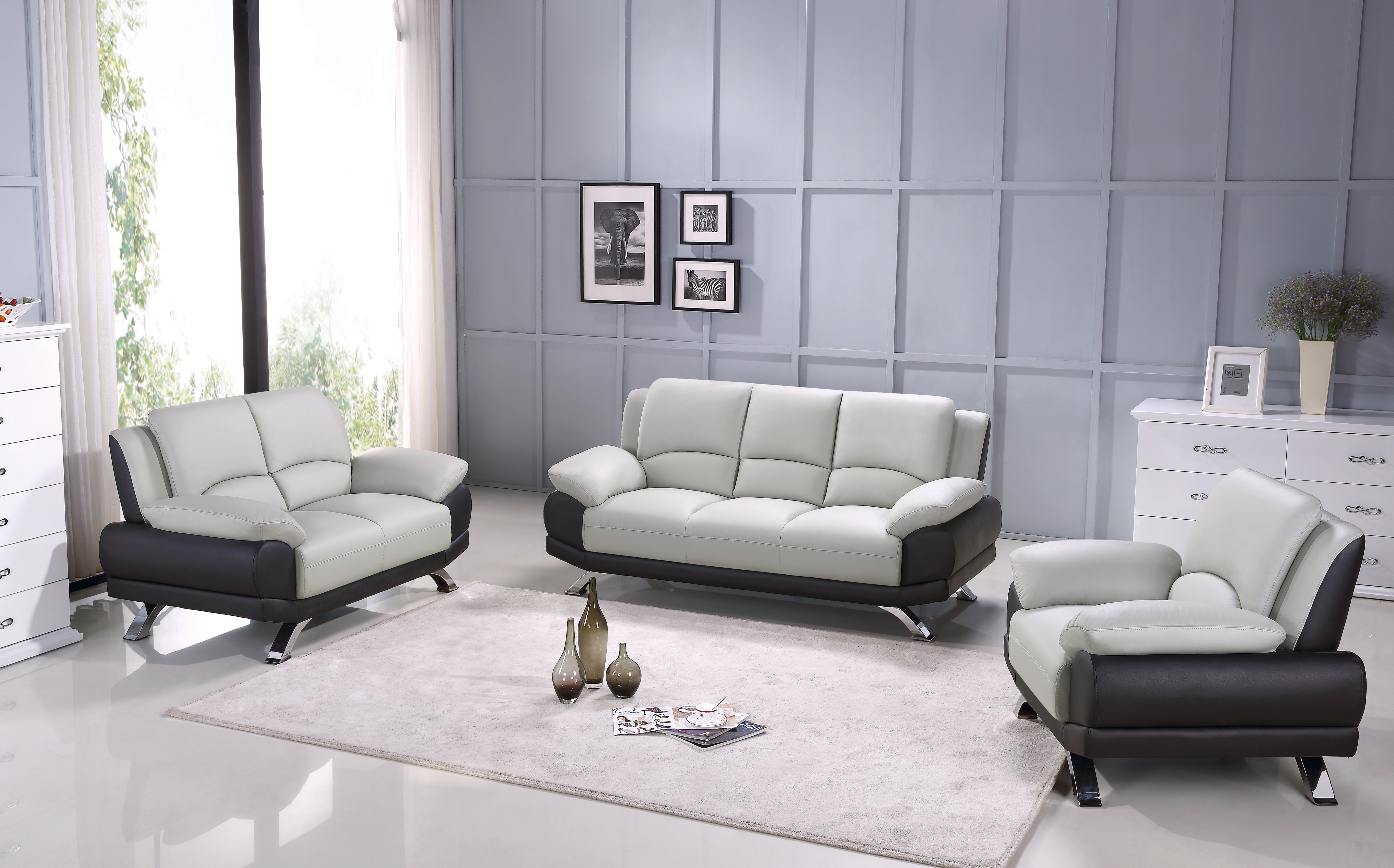 two tone leather sofa set