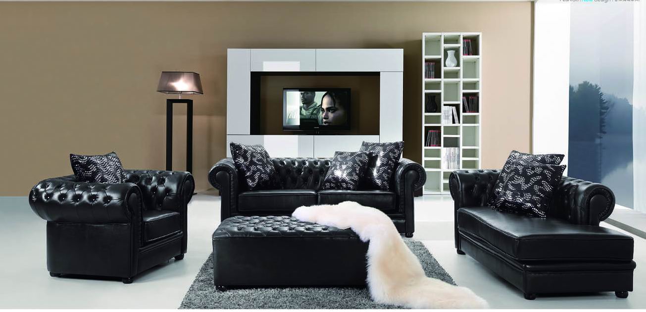 black tufted living room set