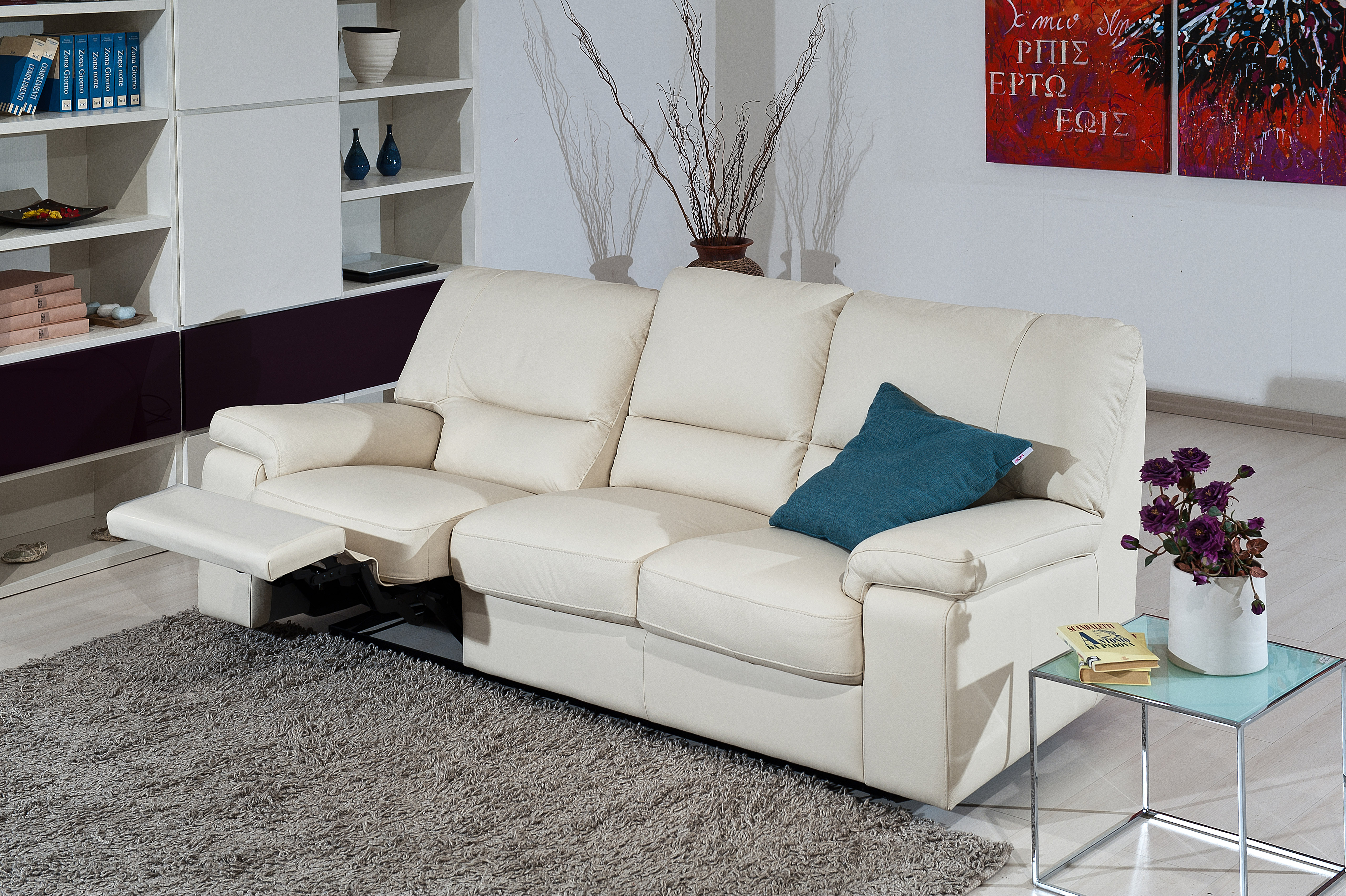 italian leather 2 seat recliner sofa