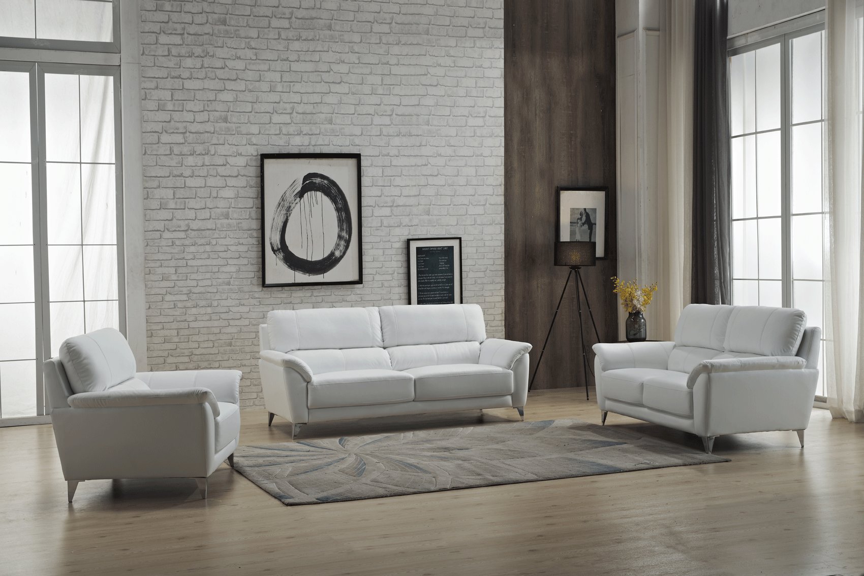 white leather sofa living room design