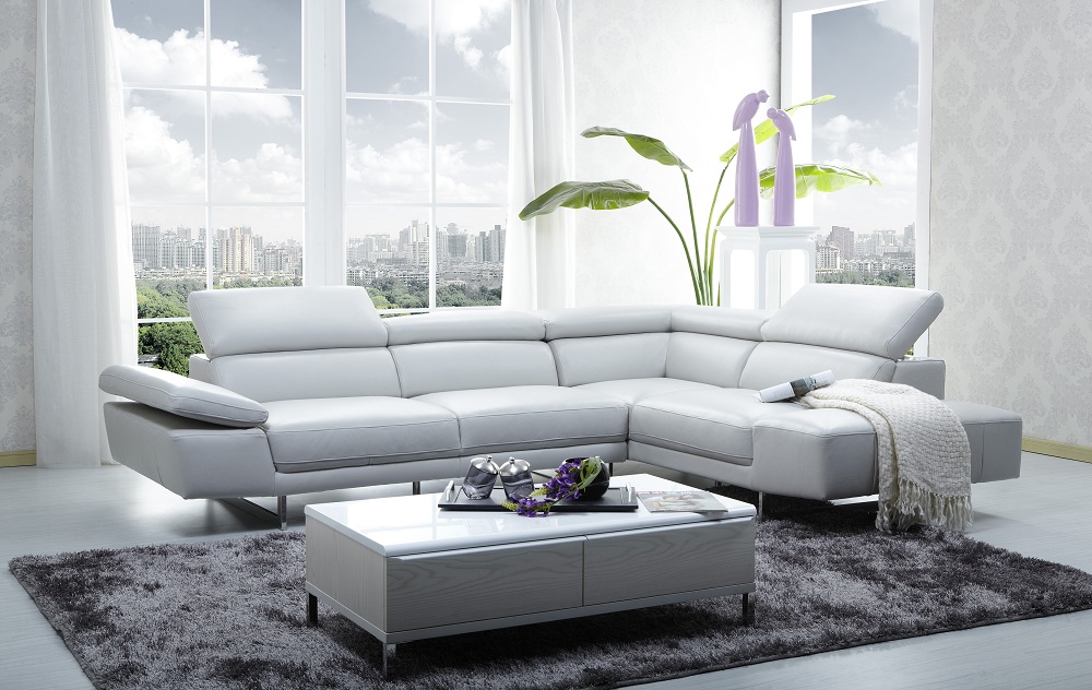 Luxury Seating Adjustable Headrests White Sectional Jm 1717 