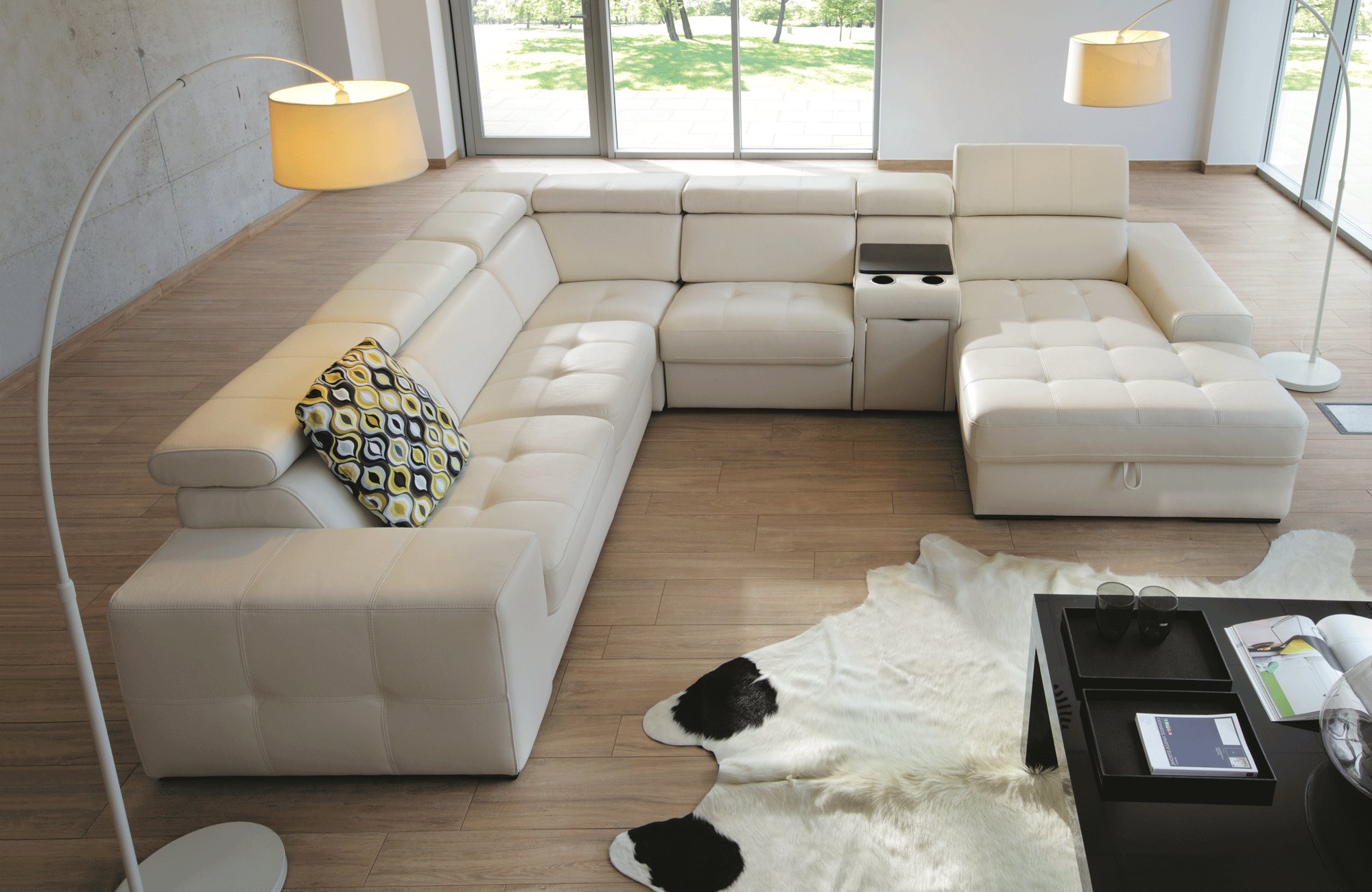 leather flip floor sofa