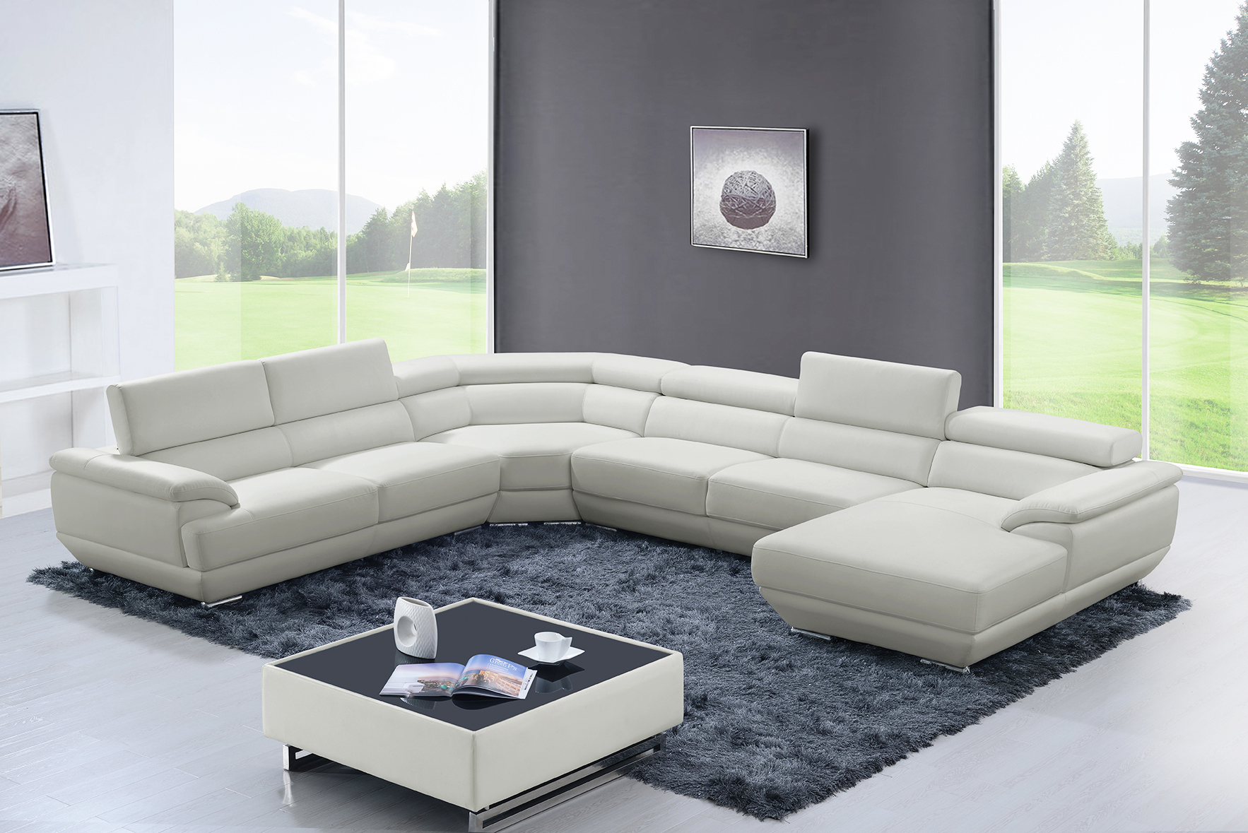 Off White Ivory Real Leather Couch Extra Large Size For Big Homes E L430 