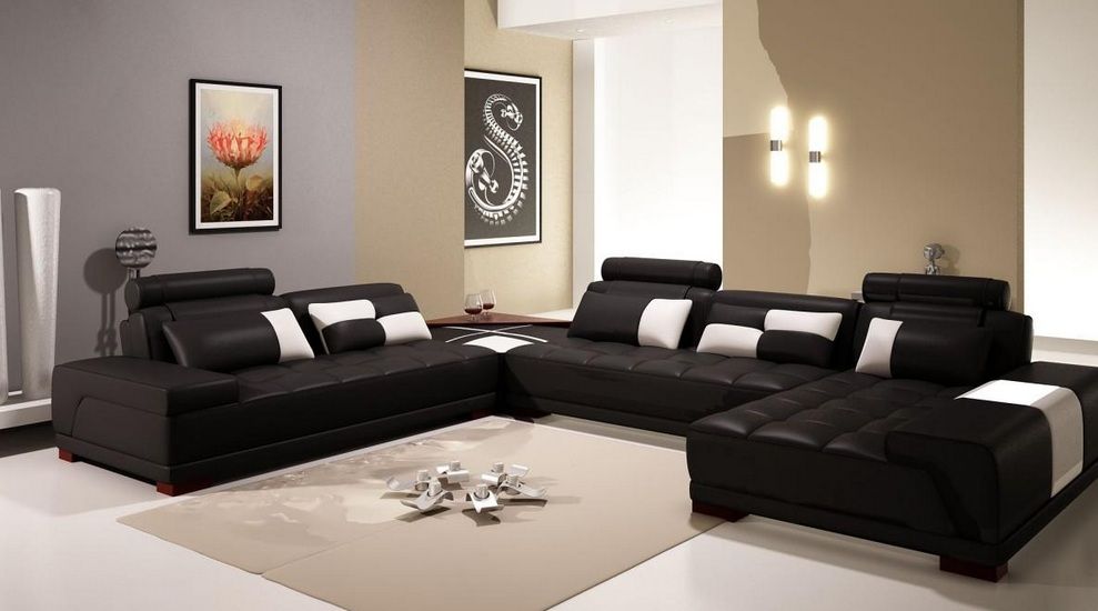 Contemporary Quality Bonded Leather L-shape Sectional ...