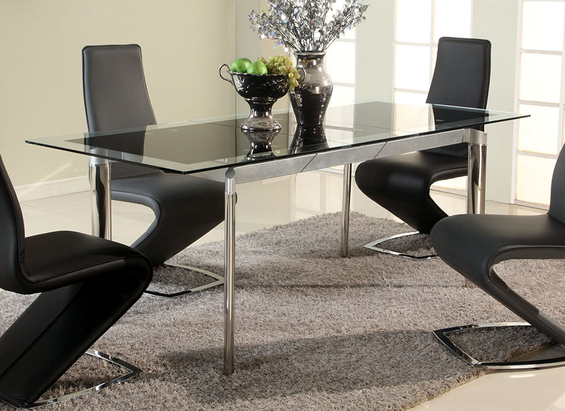 Black Glass Extendable Dining Table With Chrome Legs Philadelphia Pennsylvania Chtar