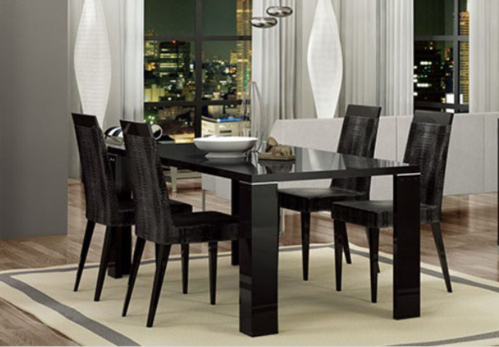 Italian Black Lacquer Dining Room Table