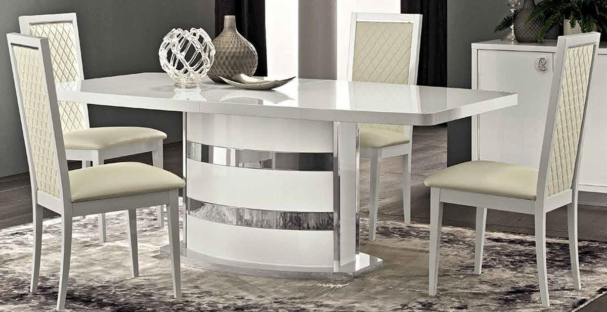 white glossy dining room table