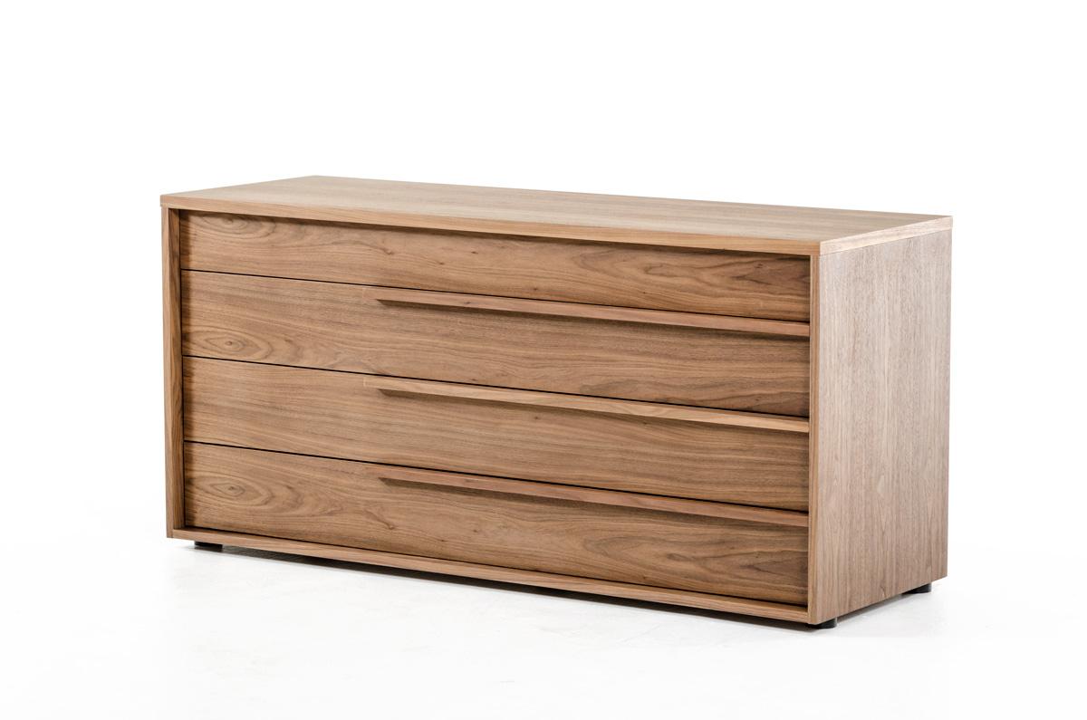 Walnut Finished Contemporary Four Drawer Dresser Shop modern Italian