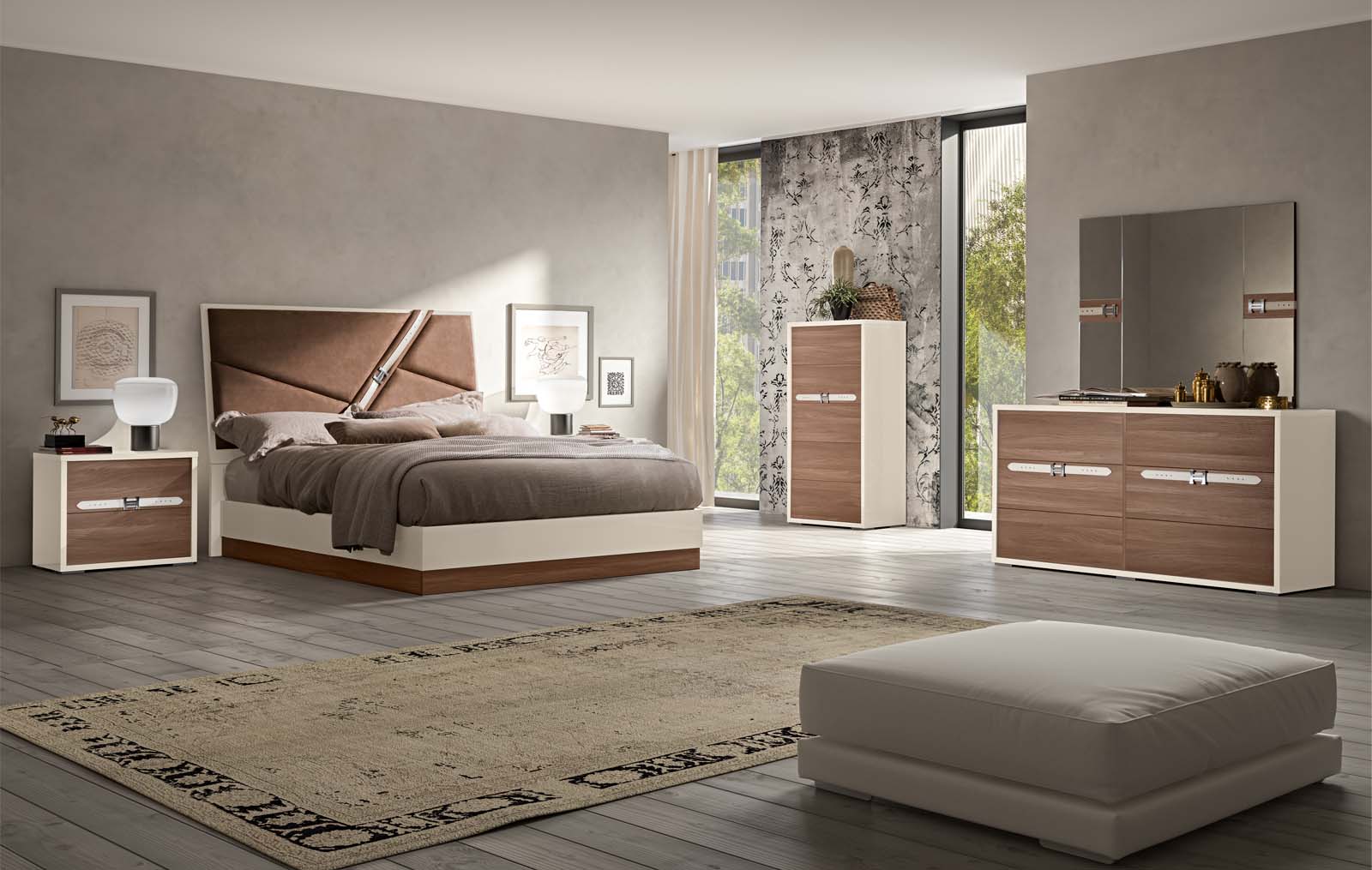 Italian Oak Wood Bedroom With Storage Wardrobe Evolution 