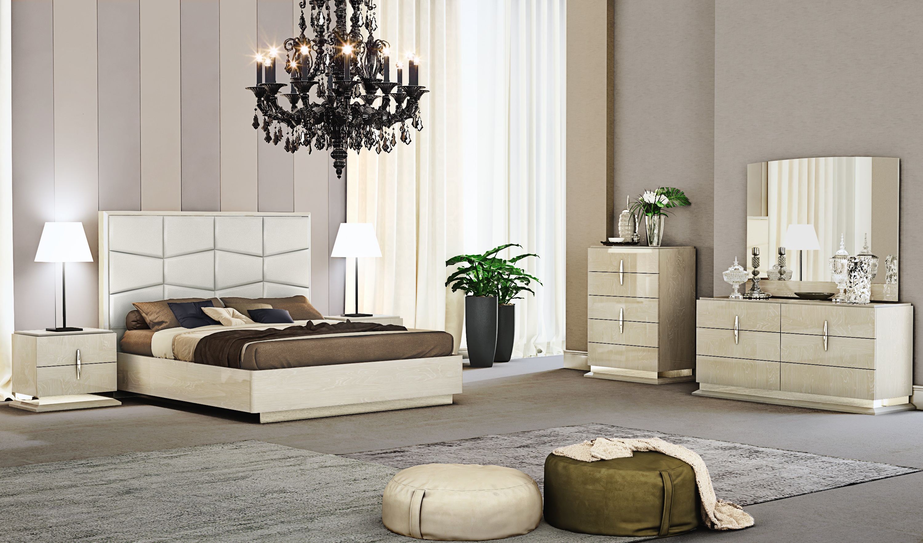 7 pieces luxury bedroom furniture