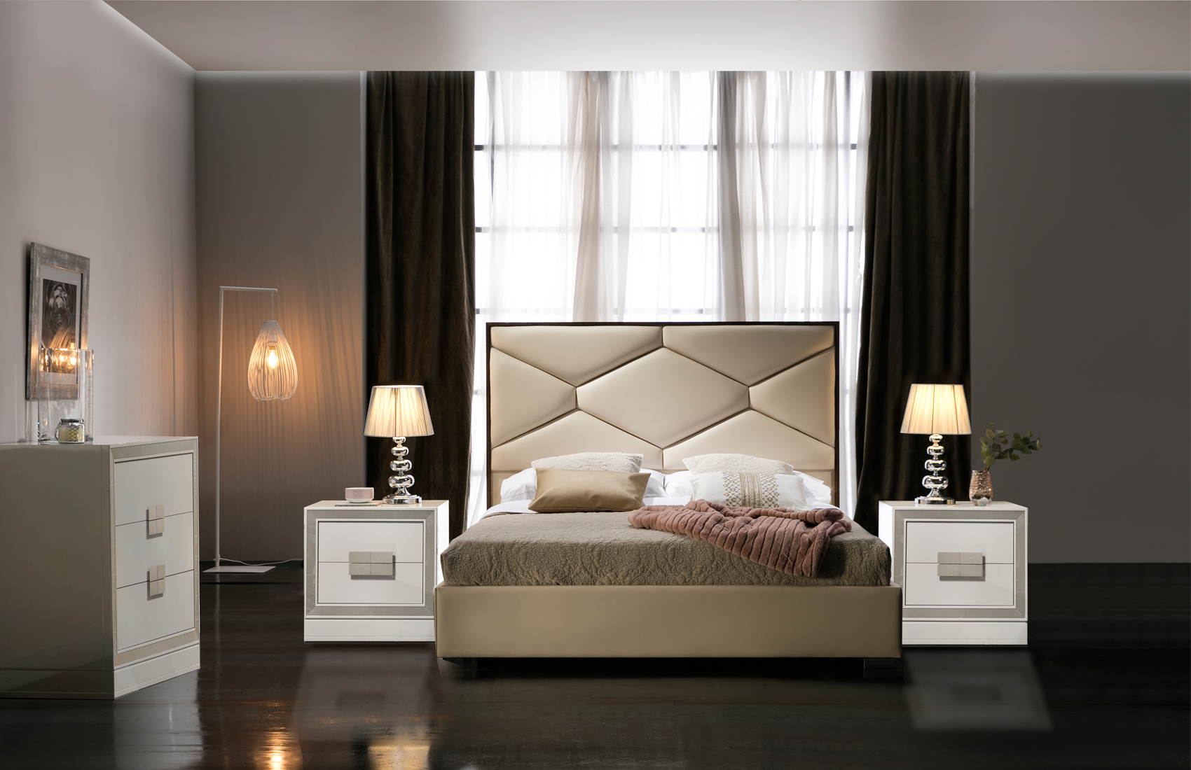 bedroom furniture with low seat and high back