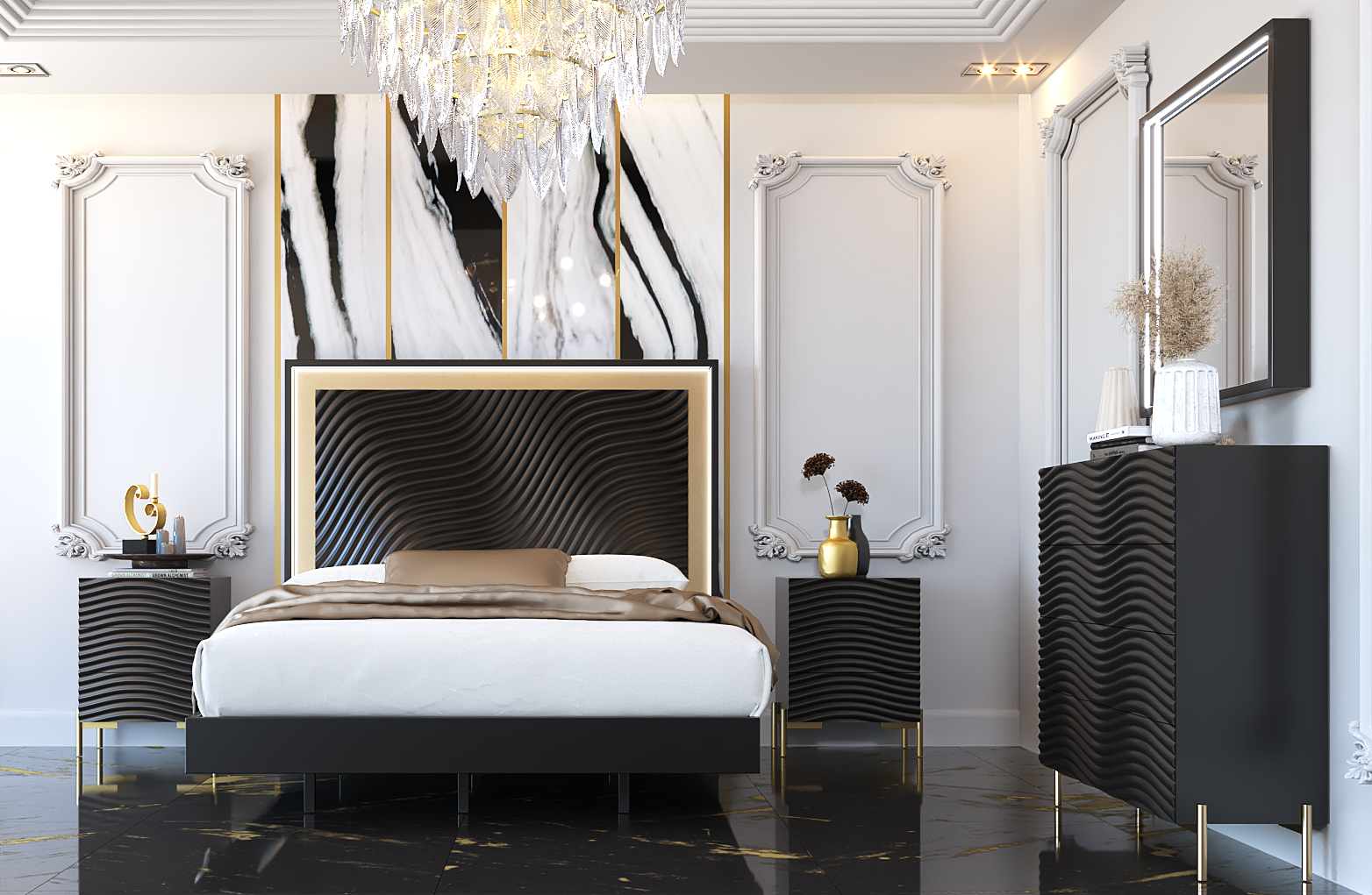 https://www.primeclassicdesign.com/images/modern-italian-bedroom-sets/wave-design-bedroom-set-with-led-light-headboard-golden-trim-e-wave.jpg
